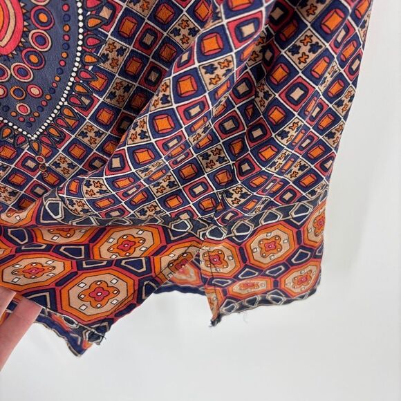 Tolani Silk Multicolor Bohemian tunic Column Dress 3/4 sleeve tie neck women’s m - Picture 5 of 7